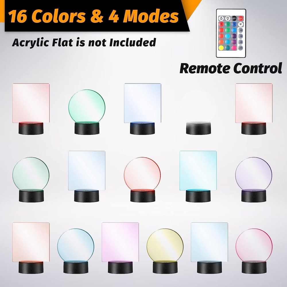 3D LED Lamp Base With Remote Colors Decorative Light Show USB Stand For Acrylic Resin Glass 3
