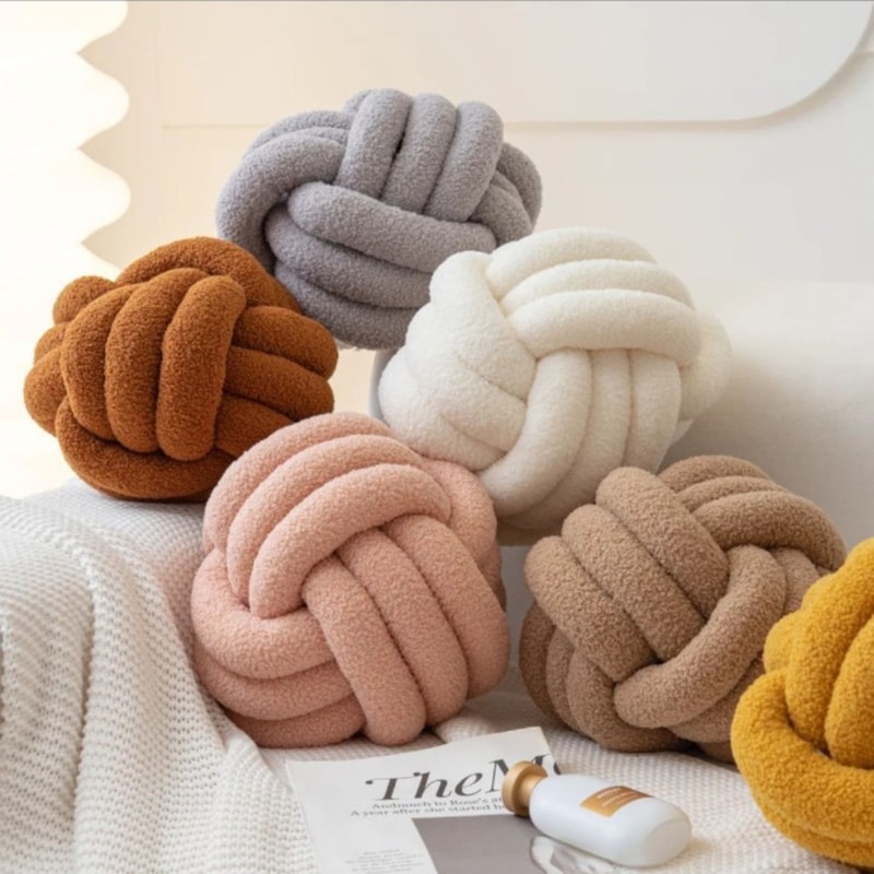 Nordic Aesthetic Knot Globe Plush Cushion Decorative Throw Pillow Soft Sleeping Back Cushion Sofa S 1
