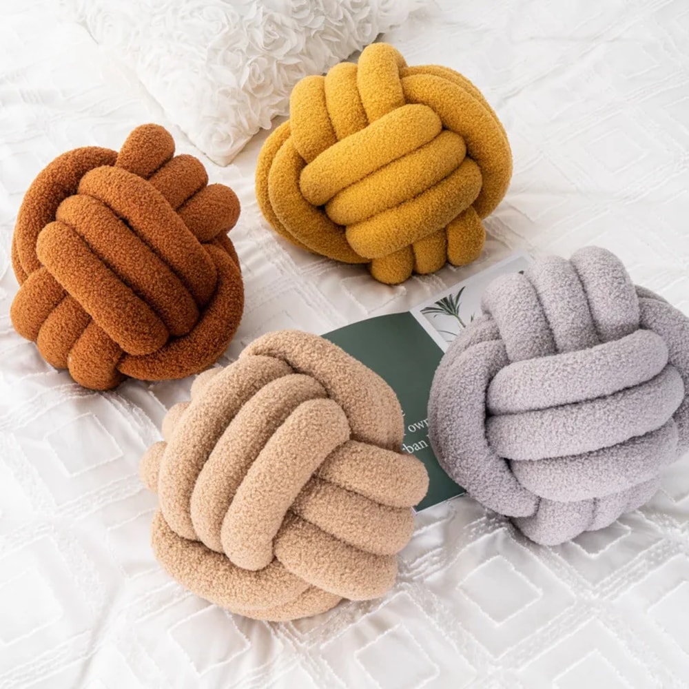 Nordic Aesthetic Knot Globe Plush Cushion Decorative Throw Pillow Soft Sleeping Back Cushion Sofa S 3