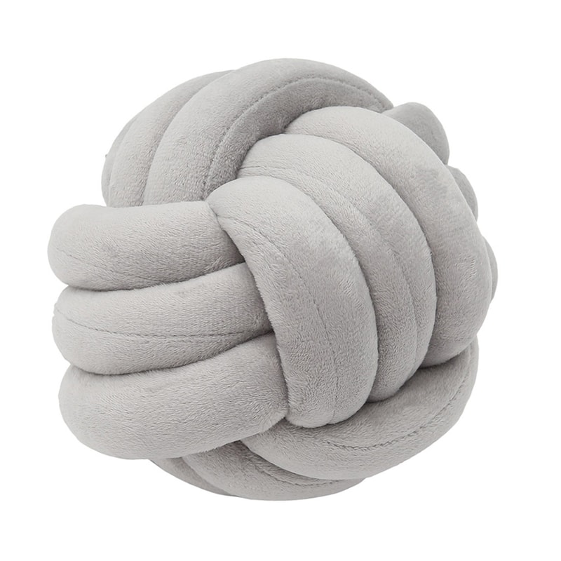 Ultra Soft Knotted Ball Throw Pillow Hand-woven Round Lamb Plush Pillow for Kids Sofa Living Room Decorative Bed Pillow