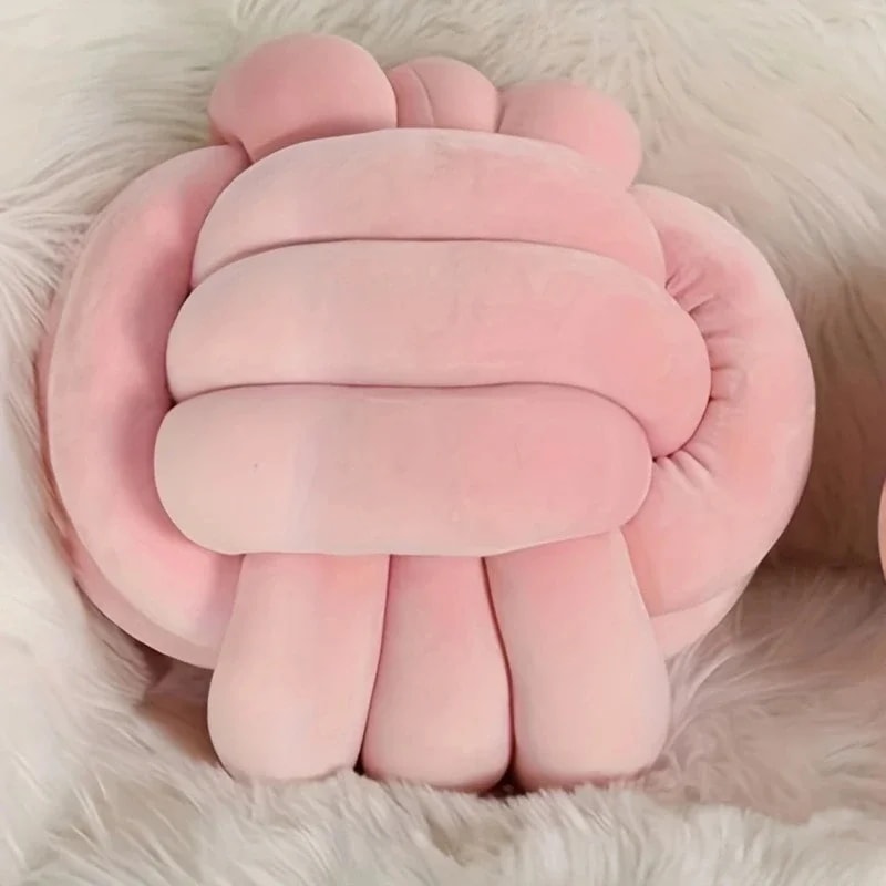 Soft Handwoven Knotted Ball Pillow Plush Round Throw Pillow Bed Home Decor Accent 8