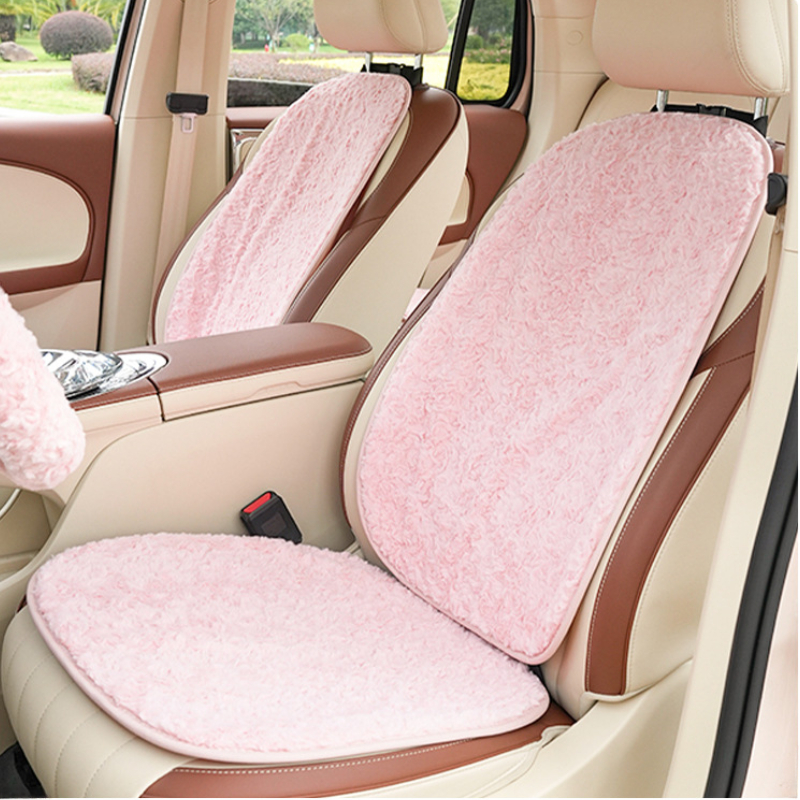 Simple Fashion Rose Plush Pink Car Cushion Autumn And Winter Warm Soft Comfortable Seat Cushion Uni 2