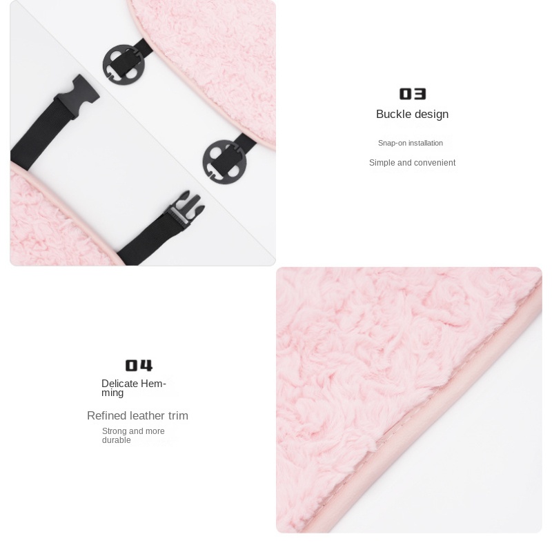 Simple Fashion Rose Plush Pink Car Cushion Autumn And Winter Warm Soft Comfortable Seat Cushion Uni 3