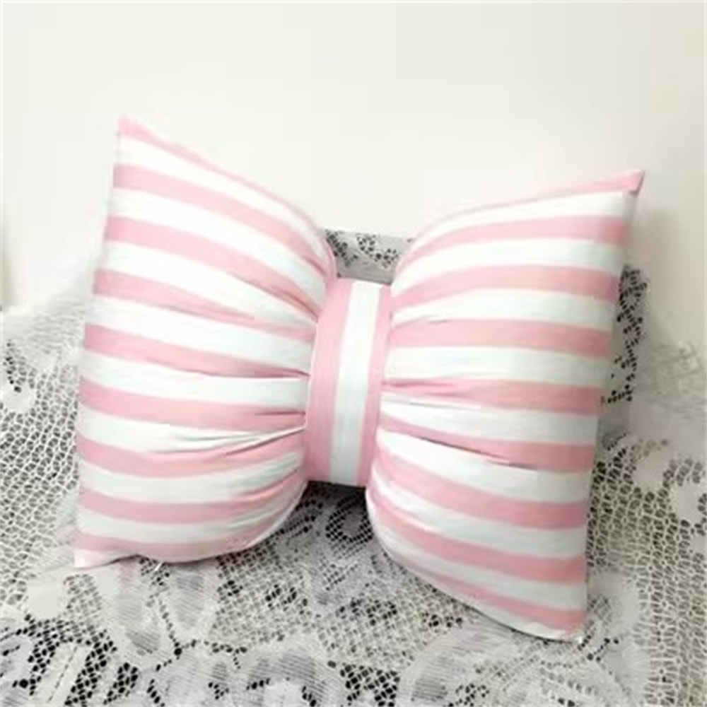 Stripe Bow Pillow Sofa Back Cushion Office Lumbar Pillow Photography Cushion 0