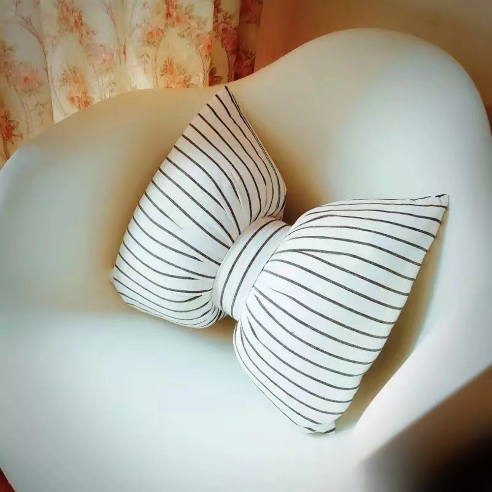 Stripe Bow Pillow Sofa Back Cushion Office Lumbar Pillow Photography Cushion 2