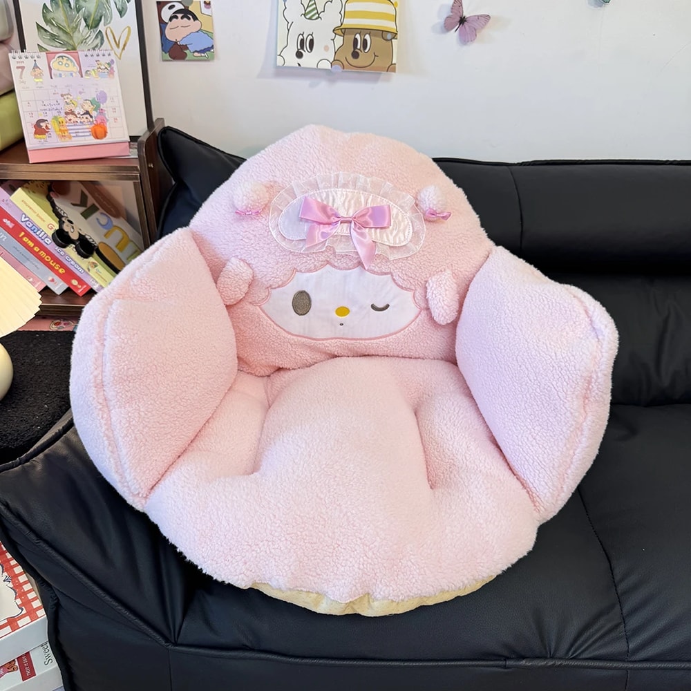 Cute Pink My Sweet Piano Plush Seat Cushion Fluffy Full Coverage Sitting Cushion For Bedroom Living 4