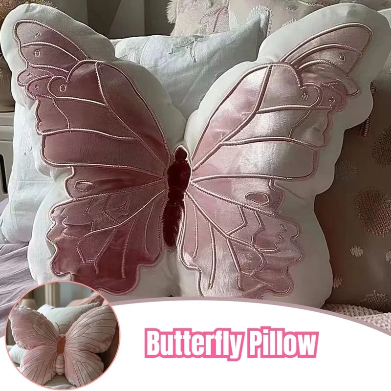 Cute Original Chair Cushion Simple Style Butterfly Shape Pillow Soft Pink Butterfly Pillow Home Dec 0