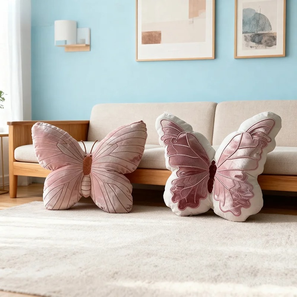 Cute Original Chair Cushion Simple Style Butterfly Shape Pillow Soft Pink Butterfly Pillow Home Dec 1