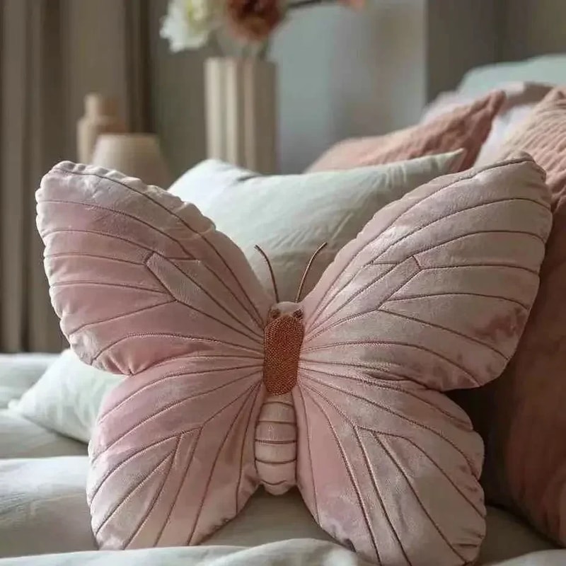 Cute Original Chair Cushion Simple Style Butterfly Shape Pillow Soft Pink Butterfly Pillow Home Dec 7
