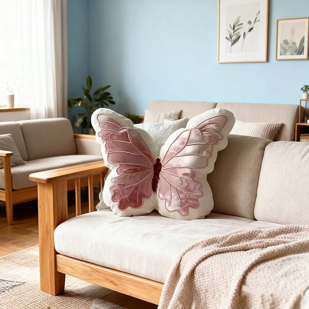 Cute Original Chair Cushion Simple Style Butterfly Shape Pillow Soft Pink Butterfly Pillow Home Dec 5