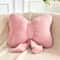 Cute Dusty Pink Bow Throw Pillows Soft Faux Rabbit Fur Aesthetic Home Decor Decorative Bow Pillow 3