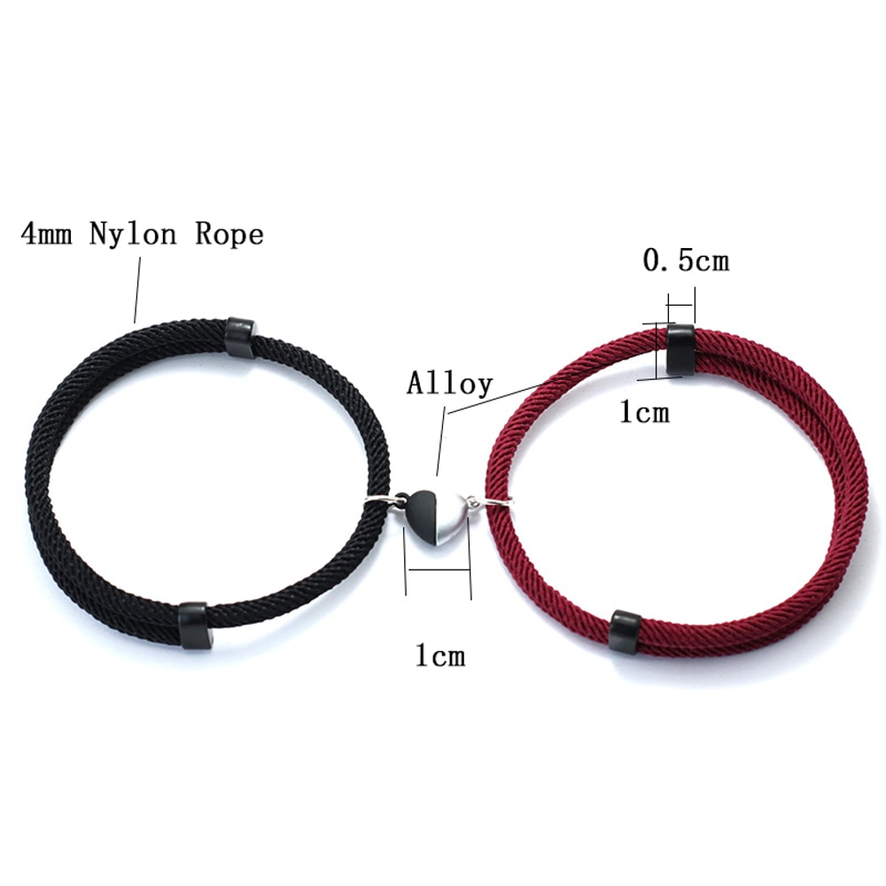 Magnetic Attraction Romantic Matching Couple Bracelet Adjustable Macrame Heart Distance Paired Brac 3