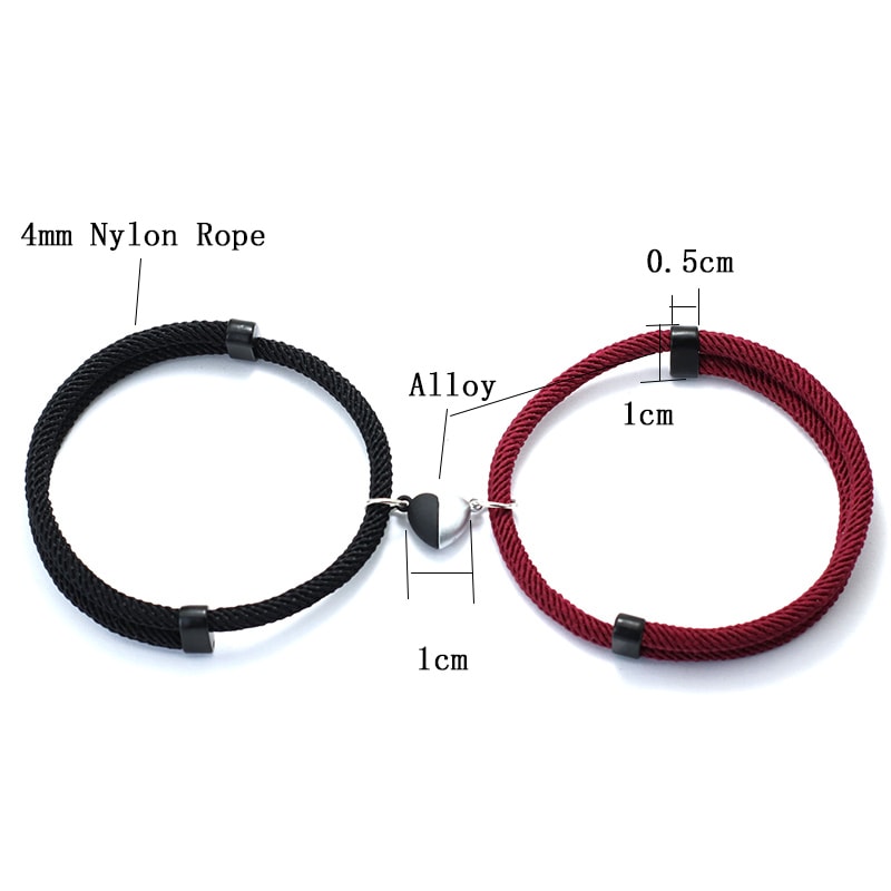 Magnetic Attraction Romantic Matching Couple Bracelet Adjustable Macrame Heart Distance Paired Brac 3