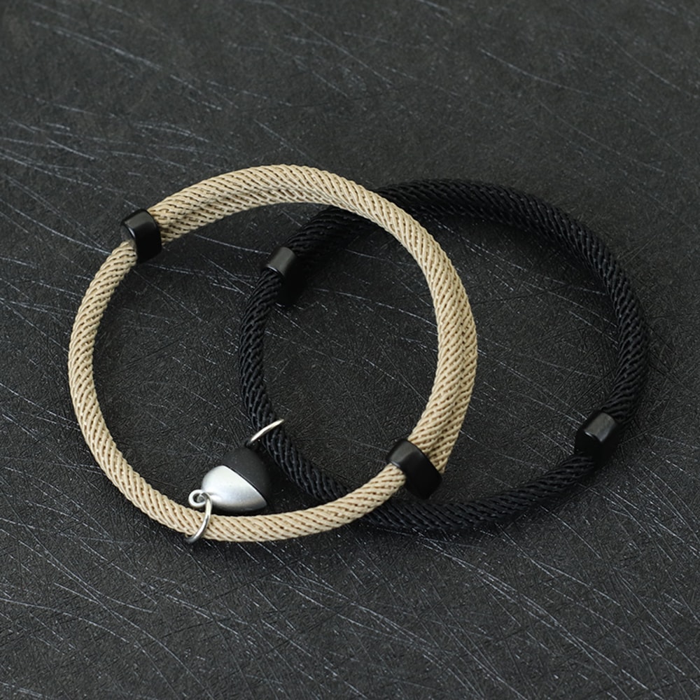 Magnetic Attraction Romantic Matching Couple Bracelet Adjustable Macrame Heart Distance Paired Brac 2