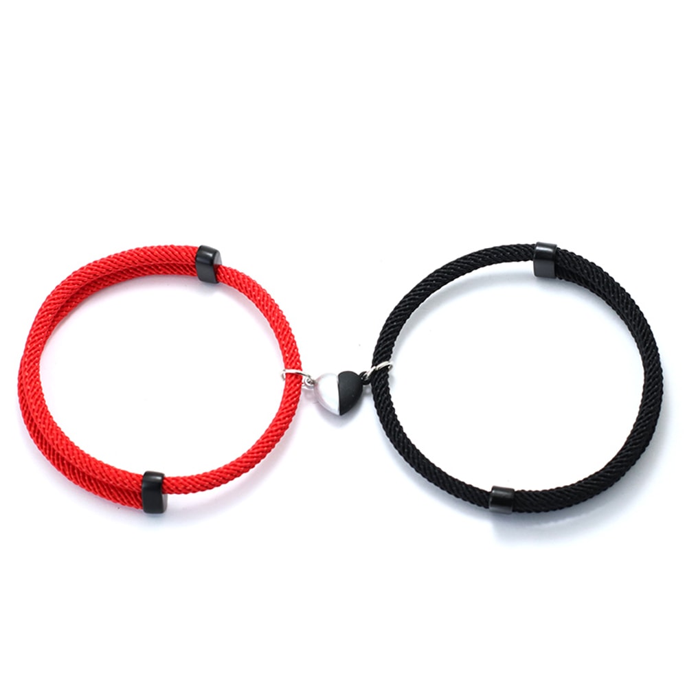 Magnetic Attraction Romantic Matching Couple Bracelet Adjustable Macrame Heart Distance Paired Brac 4