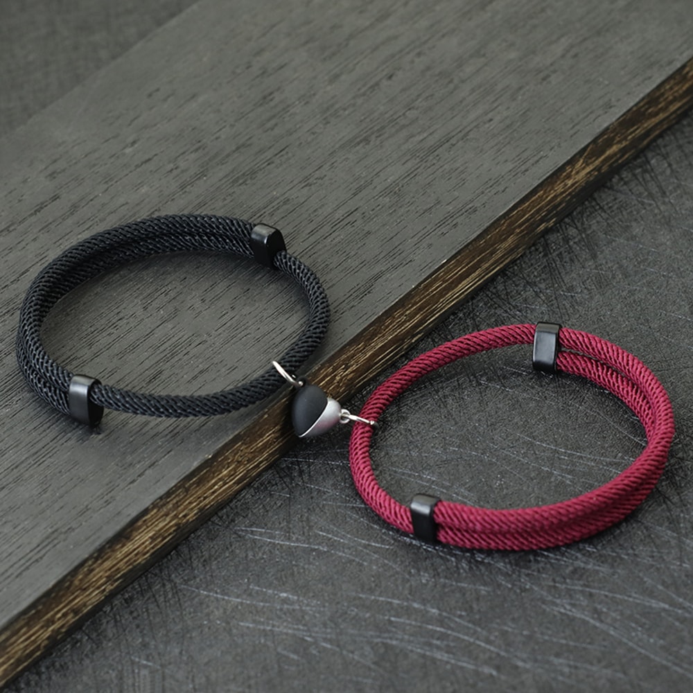Magnetic Attraction Romantic Matching Couple Bracelet Adjustable Macrame Heart Distance Paired Brac 6