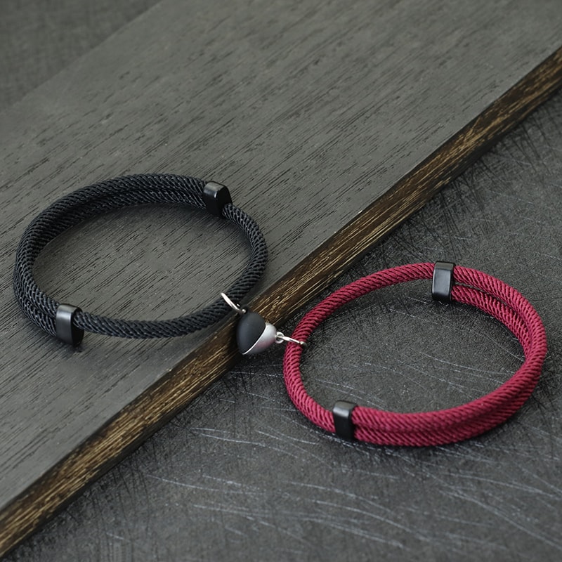 Magnetic Attraction Romantic Matching Couple Bracelet Adjustable Macrame Heart Distance Paired Brac 6