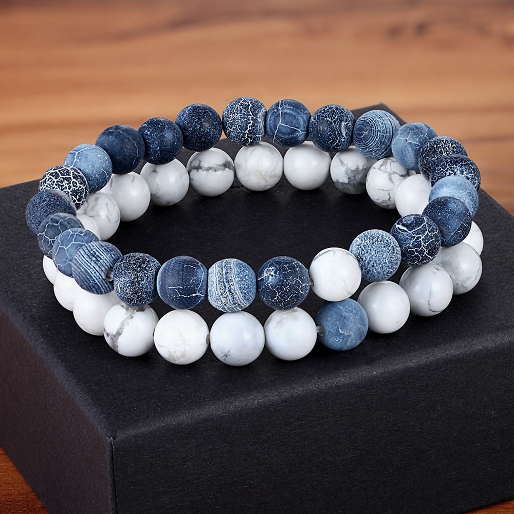 Natural Stone Yoga Bead Bracelet For Men Women Couples Distance Friendship Gift 2