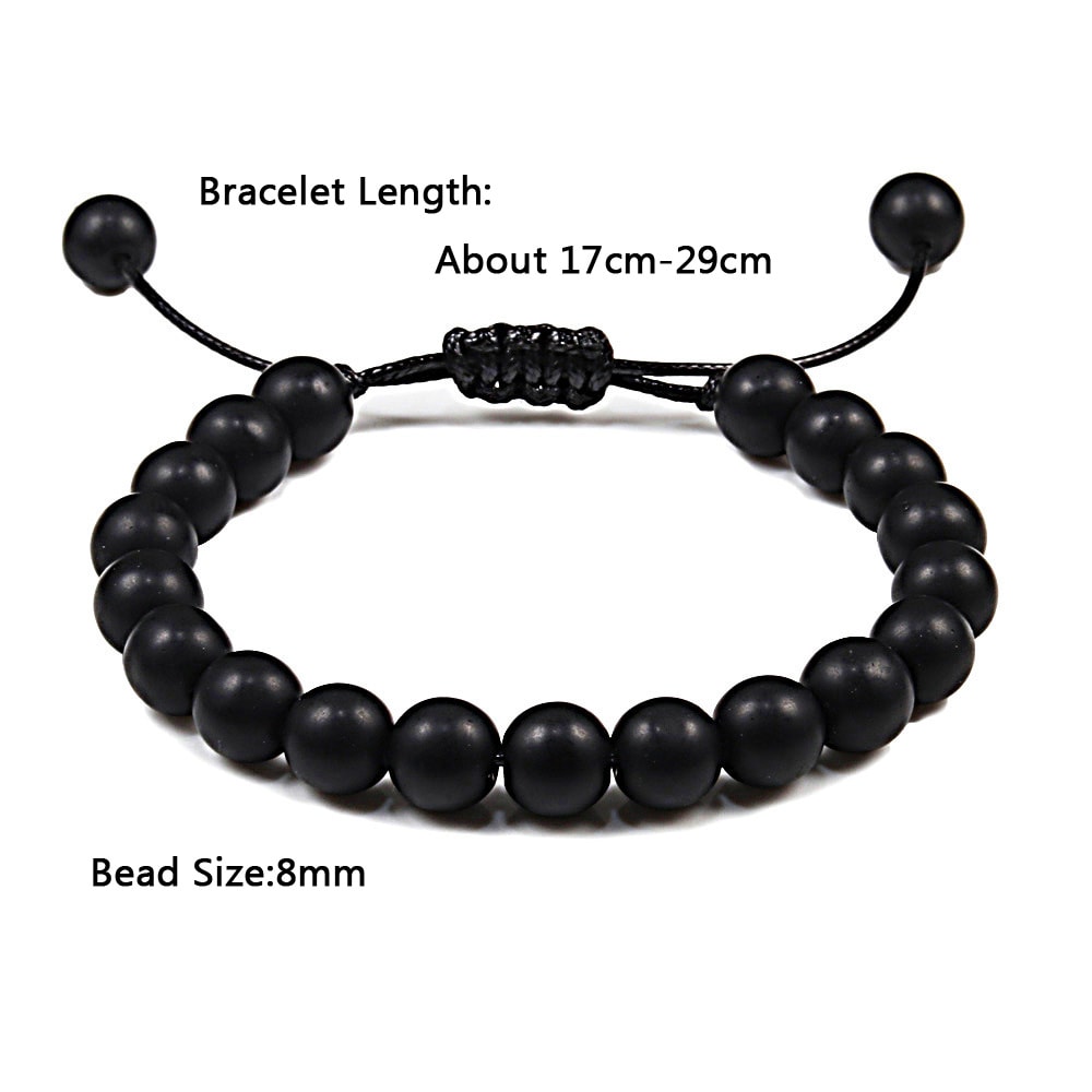 Natural Tiger Eye Beaded Bracelet Personalized Volcanic Stone Howlite Onyx Adjustable Chain For Men 4