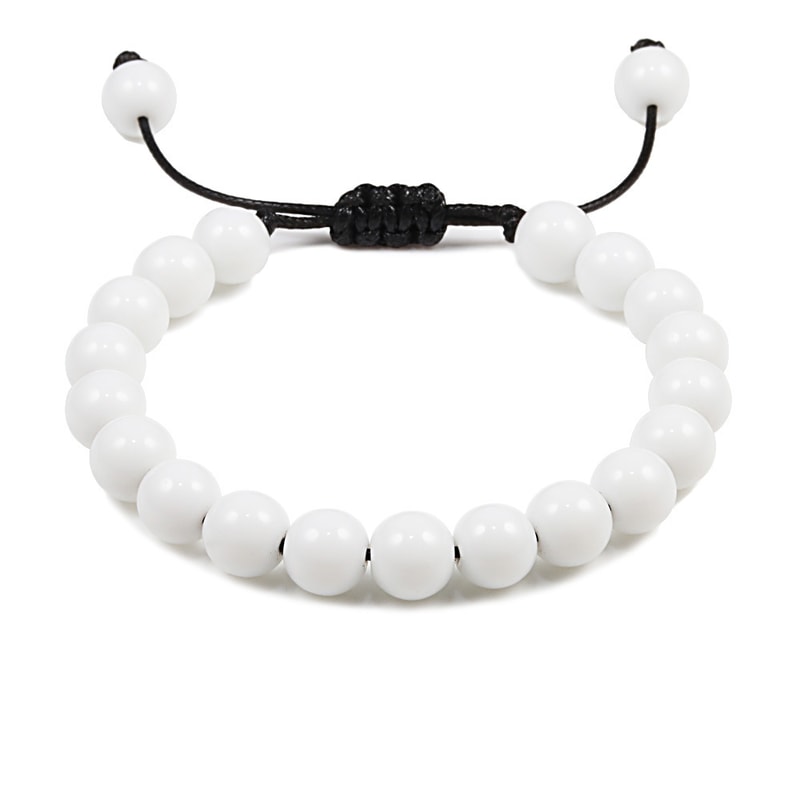 Natural Tiger Eye Beaded Bracelet Personalized Volcanic Stone Howlite Onyx Adjustable Chain For Men 6