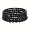 Wood Lava Rock Beads Elastic Bracelet Set For Men Women Black Volcanic Stone Couple Friends Punk Je 0