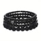 Wood Lava Rock Beads Elastic Bracelet Set For Men Women Black Volcanic Stone Couple Friends Punk Je 0