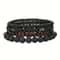 Wood Lava Rock Beads Elastic Bracelet Set For Men Women Black Volcanic Stone Couple Friends Punk Je 5