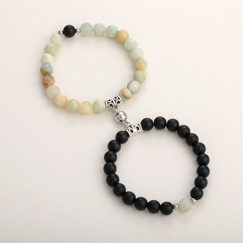 Natural Stone Beads Bracelet For Lovers Heart Magnet Distance Couple Friendship Jewelry Gift 8