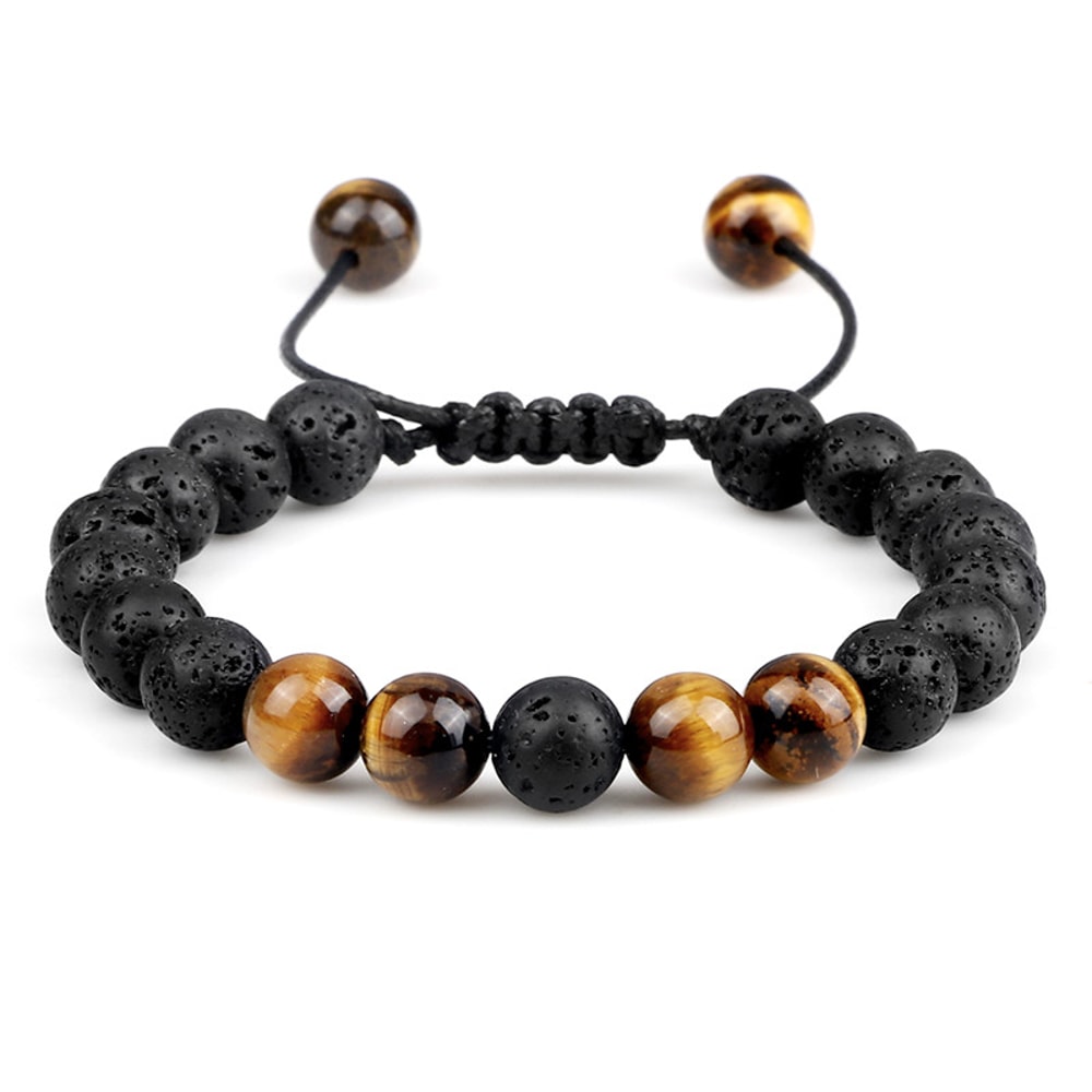 Beads Bracelet With Tiger Eye Adjustable Braided Rope Bangles Healing Jewelry For Men Couples Women 1