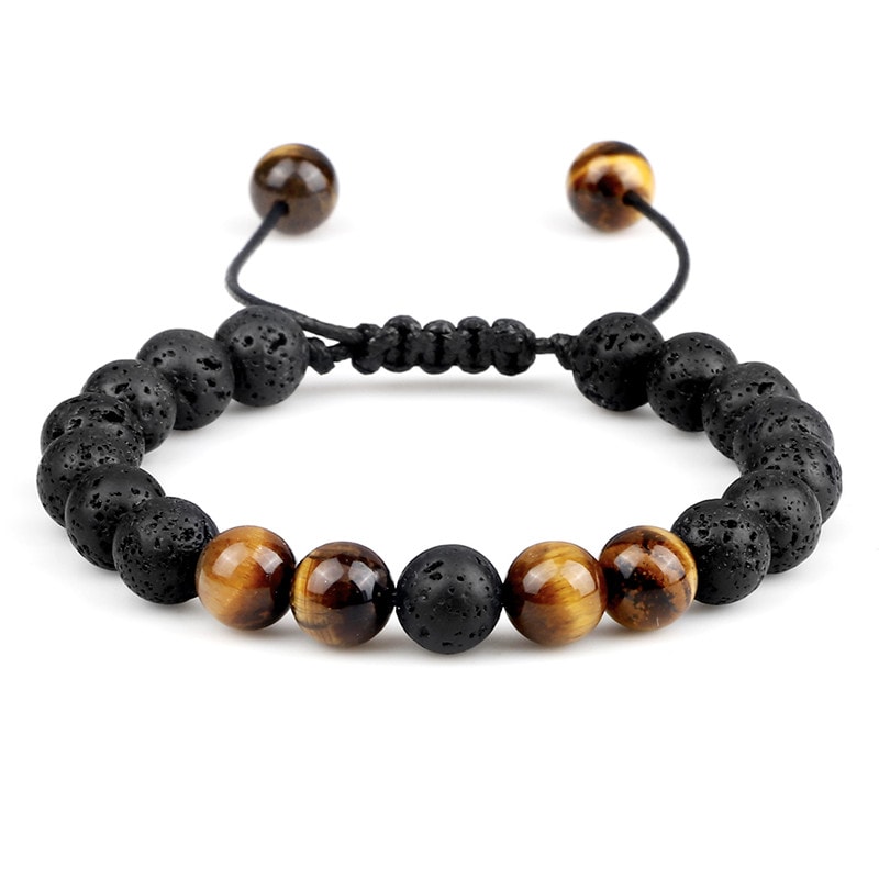 Beads Bracelet With Tiger Eye Adjustable Braided Rope Bangles Healing Jewelry For Men Couples Women 1