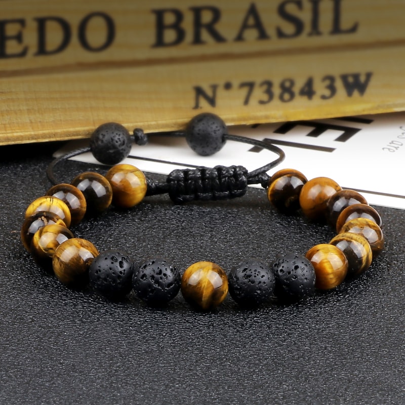 Beads Bracelet With Tiger Eye Adjustable Braided Rope Bangles Healing Jewelry For Men Couples Women 0