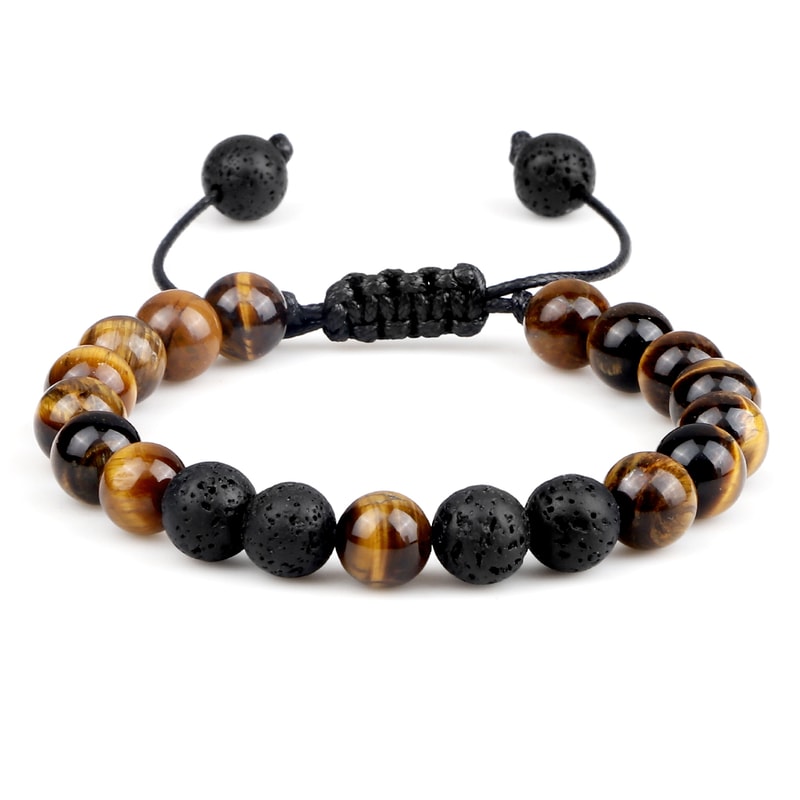Beads Bracelet With Tiger Eye Adjustable Braided Rope Bangles Healing Jewelry For Men Couples Women 8