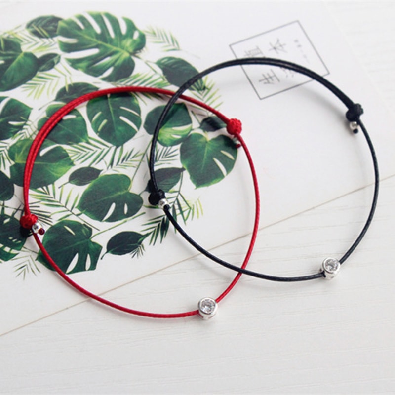 Sterling Silver Red Thread Bracelet for Women Minimalist Silver Long Rope Bracelet for Hand