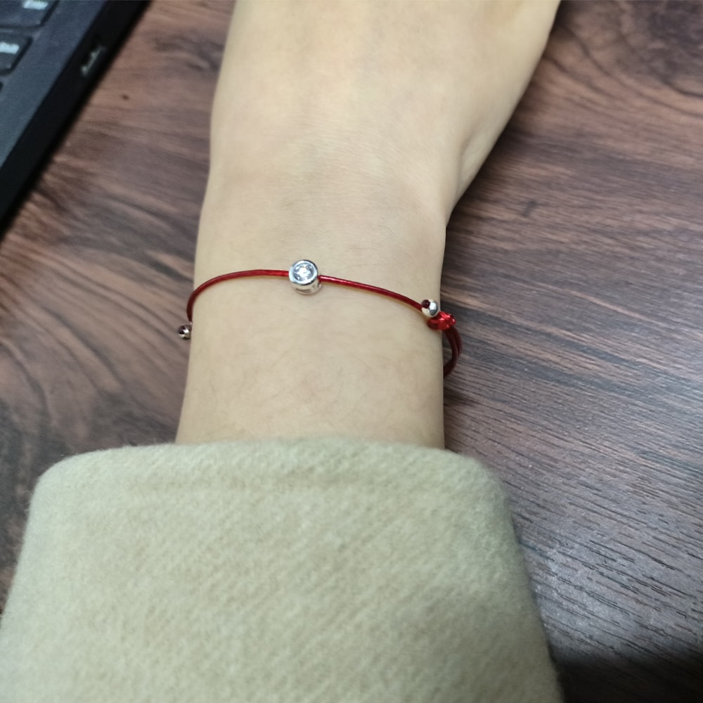 Sterling Silver Red Thread Bracelet for Women Minimalist Silver Long Rope Bracelet for Hand