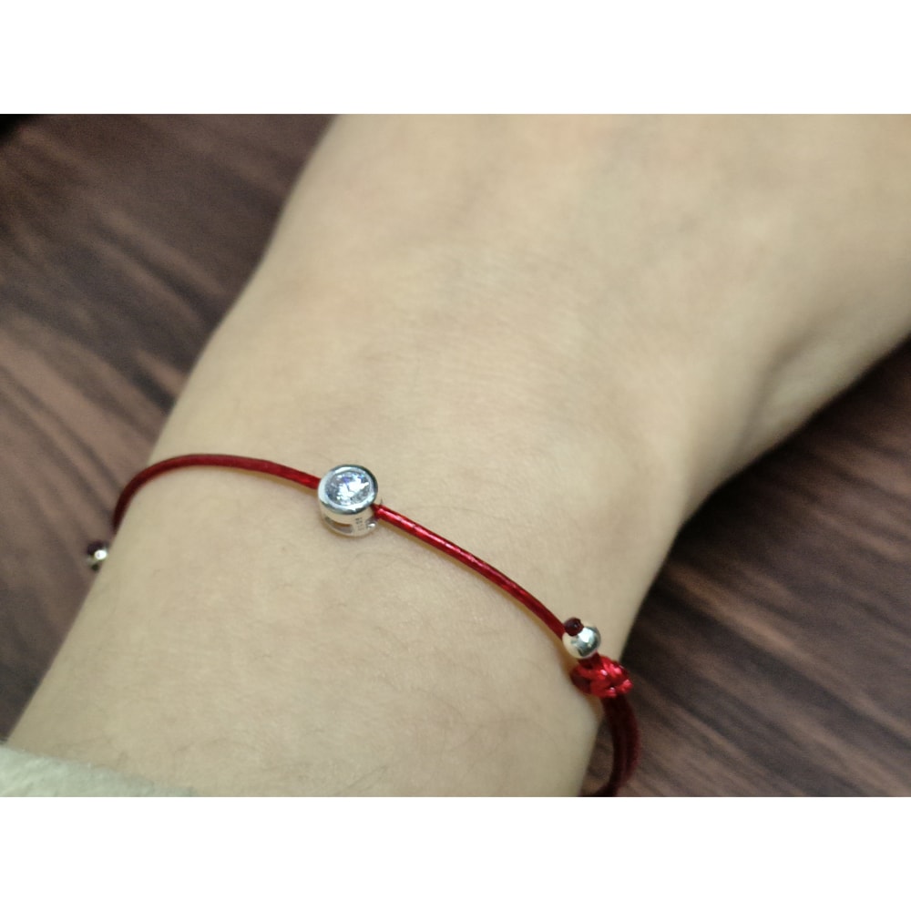Sterling Silver Red Thread Bracelet for Women Minimalist Silver Long Rope Bracelet for Hand