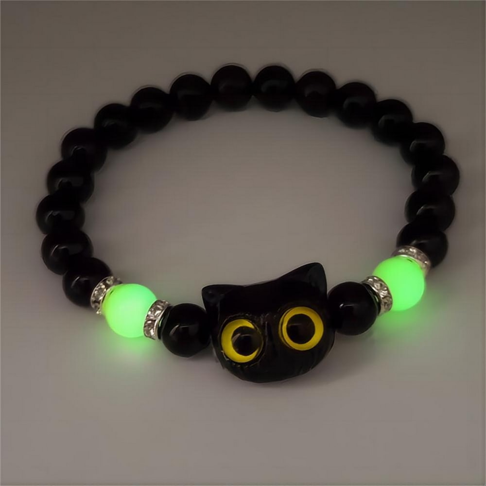 Cartoon Big Eye Cat Luminous Necklace For Women Trendy Black Cat Pendant Necklace New Design Friend 3