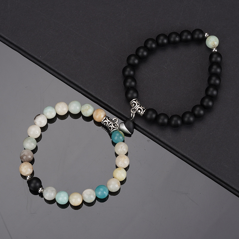 Natural Stone Heart Magnet Distance Couple Bracelets Beads Friendship Fashion Jewelry Gift 2