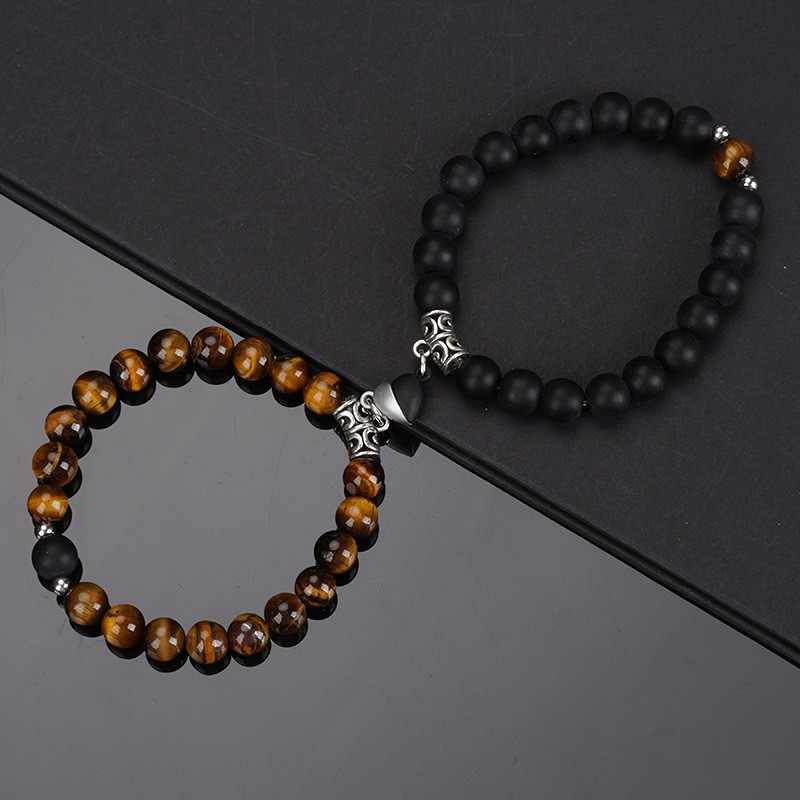 Natural Stone Heart Magnet Distance Couple Bracelets Beads Friendship Fashion Jewelry Gift 7