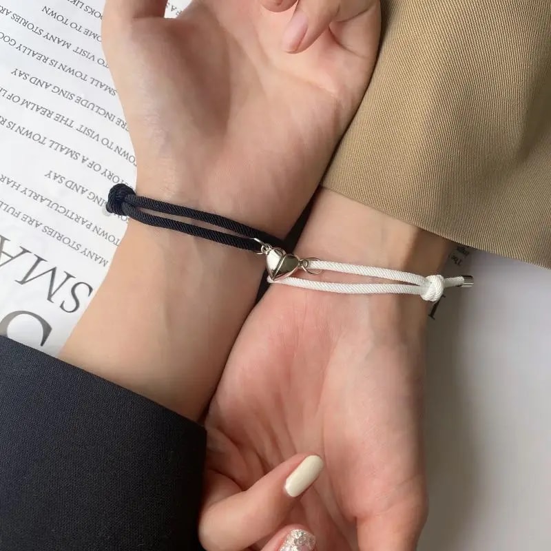 Elegant Silver Hand Rope Love Magnetic Bracelet For Couple And Friends Party Travel 1