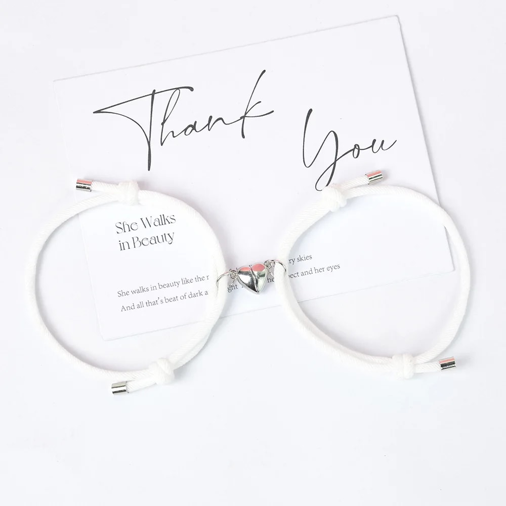 Elegant Silver Hand Rope Love Magnetic Bracelet For Couple And Friends Party Travel 6