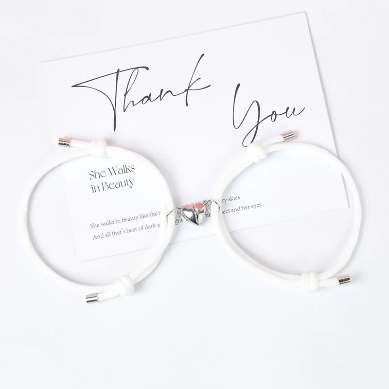 Elegant Silver Hand Rope Love Magnetic Bracelet For Couple And Friends Party Travel 6