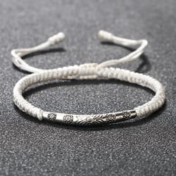 handmade woven lucky rope chain bangle bohemia long tube carved flower pendant bracelet jewelry gift