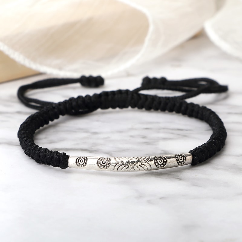 Handmade Woven Lucky Rope Chain Bangle Bohemia Long Tube Carved Flower Pendant Bracelet Jewelry Gif 1