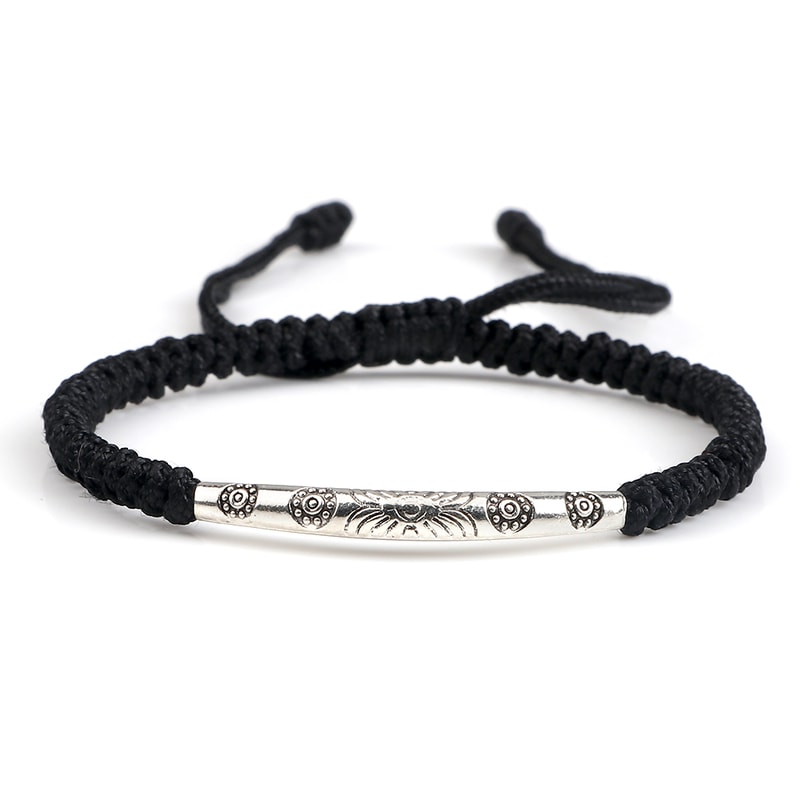 Handmade Woven Lucky Rope Chain Bangle Bohemia Long Tube Carved Flower Pendant Bracelet Jewelry Gif 6