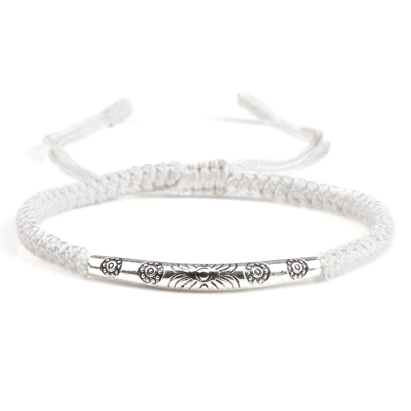 Handmade Woven Lucky Rope Chain Bangle Bohemia Long Tube Carved Flower Pendant Bracelet Jewelry Gif 5