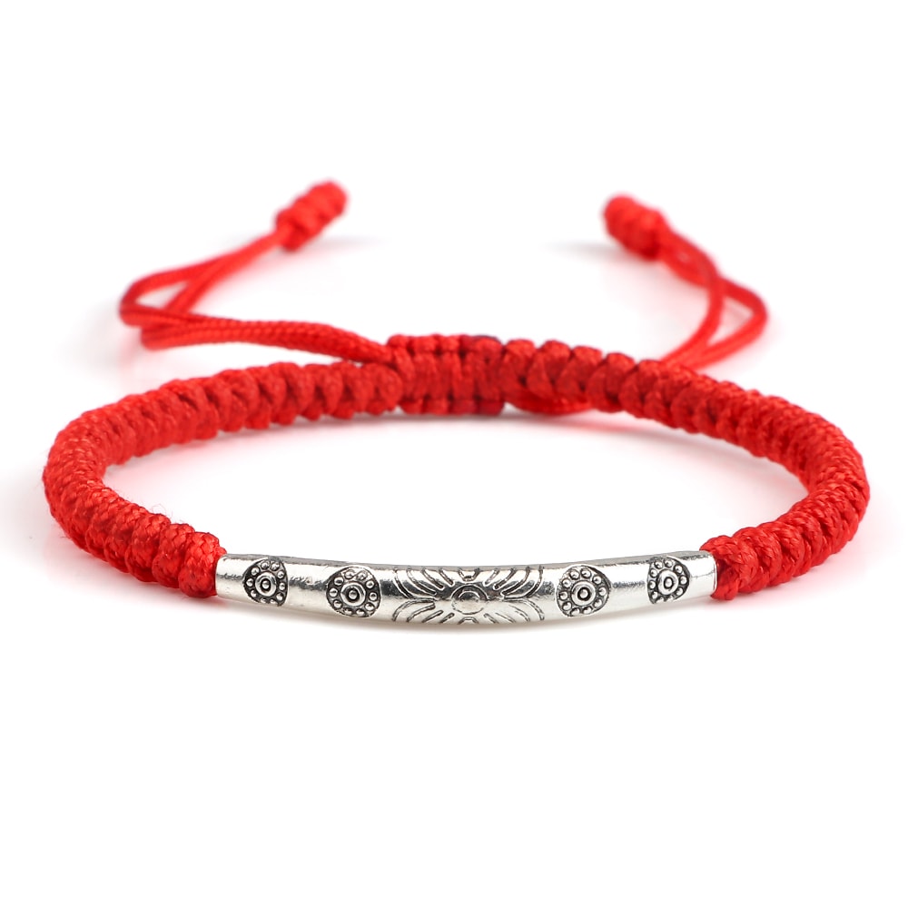 Handmade Woven Lucky Rope Chain Bangle Bohemia Long Tube Carved Flower Pendant Bracelet Jewelry Gif 8