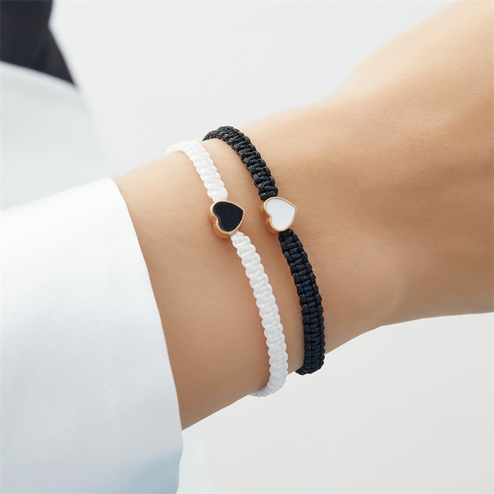 Handwoven Heart Matching Bracelets For Couples Friendship Long Distance Jewelry Valentines Day Gift 1