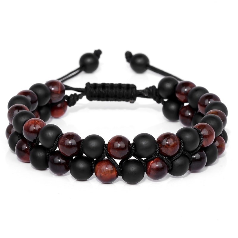Doublelayer Men Tiger Eye Beads Bracelet Natural Stone Hematite Health Care Charm Bracelets Jewelry 5
