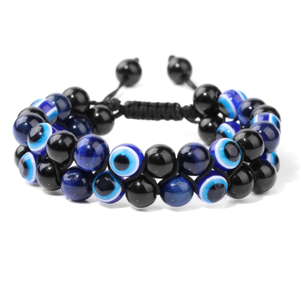 Doublelayer Men Tiger Eye Beads Bracelet Natural Stone Hematite Health Care Charm Bracelets Jewelry 9