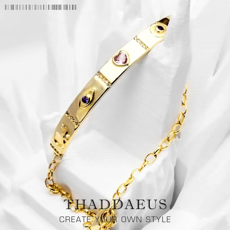 Cosmic Talisman Yellow Gold Plated Bracelet Long Bridge 925 Sterling Silver Vintage Gift Jewelry Fo 5